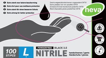 Hanskar nitril L svartir 3,5